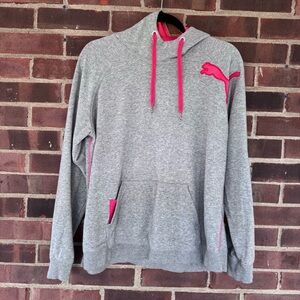 Puma Gray Pink Hooded Sweat Shirt Youth Size XL Women’s Size Small